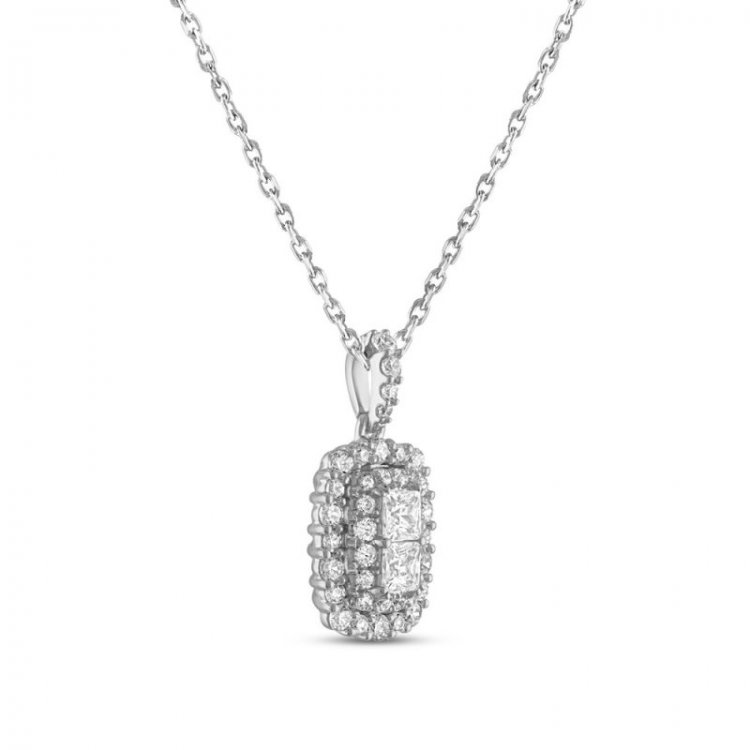 Forever Connected Diamond Necklace 1/2 ct tw Round/Princess 10K White Gold 18