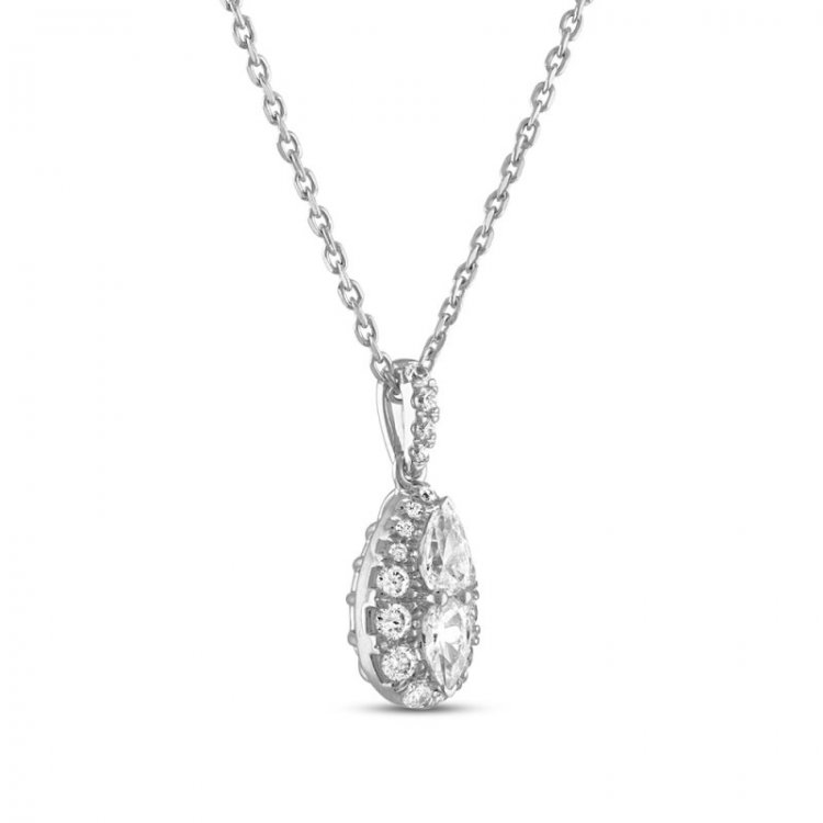 Forever Connected Diamond Necklace 1/2 ct tw Round/Pear 10K White Gold 18