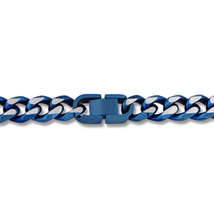 Mens Chain Necklace Stainless Steel/Blue Ion Plating 24