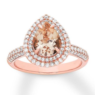 Morganite Engagement Ring 5/8 ct tw Diamonds 14K Rose Gold