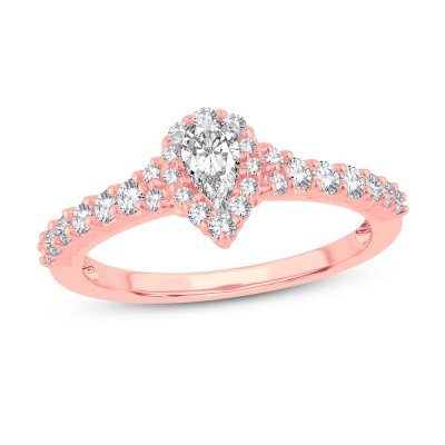 Diamond Engagement Ring 1/2 ct tw Pear/Round 14K Rose Gold