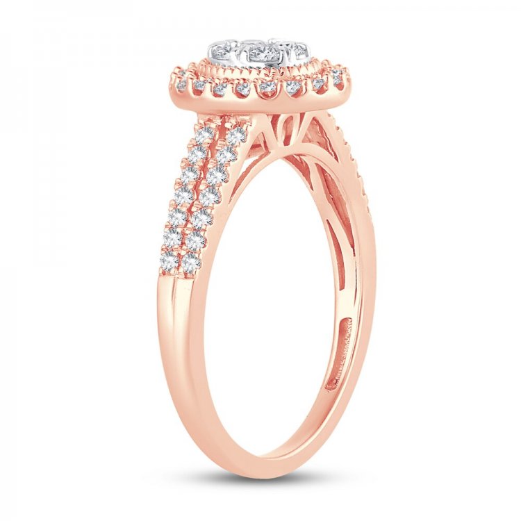 Multi-Diamond Engagement Ring 1/2 ct tw Round-cut 10K Rose Gold