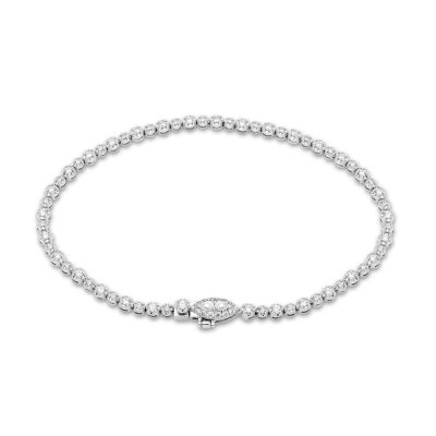 Forever Connected Diamond Bracelet 1 ct tw Round-Cut 10K White Gold 7.25