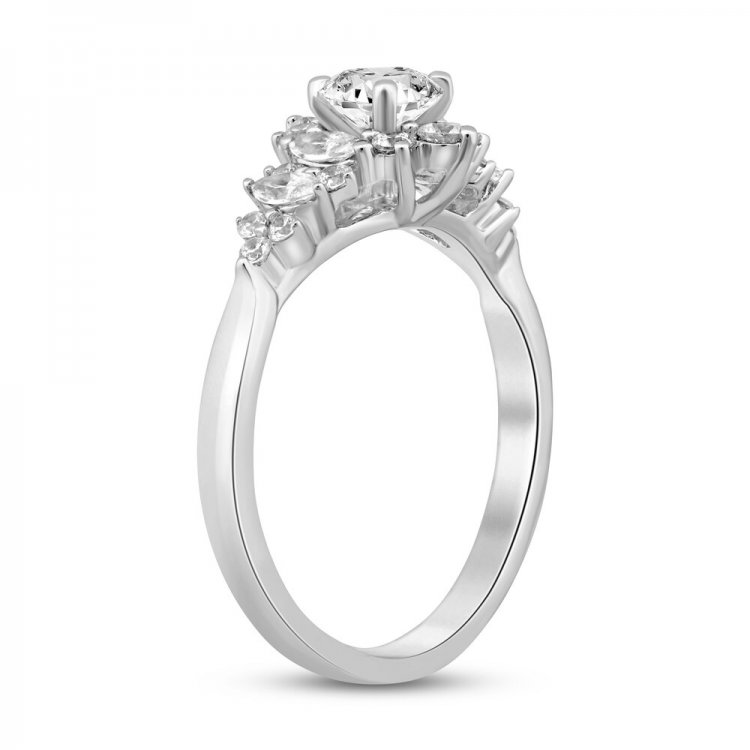 Diamond Engagement Ring 1 ct tw Round/Marquise 14K White Gold