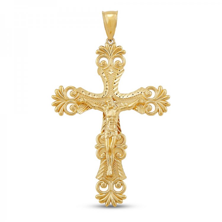 Mens Cross Pendant 10K Yellow Gold