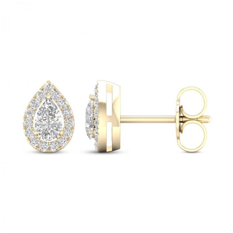 Diamond Pear Earrings 1/3 ct tw Pear/Round-Cut 10K Yellow Gold