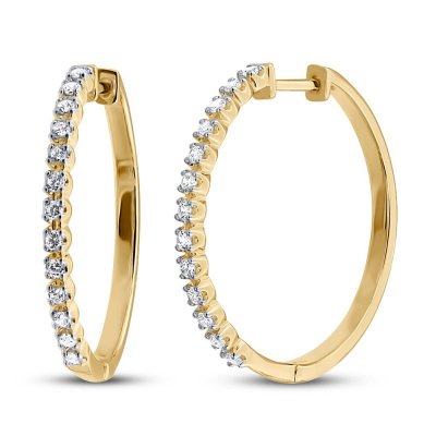 Diamond Hoop Earrings 1/2 ct tw 10K Yellow Gold