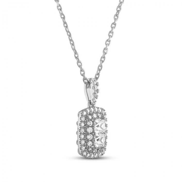 Forever Connected Diamond Necklace 1/4 ct tw Princess/Round-Cut 10K White Gold 18