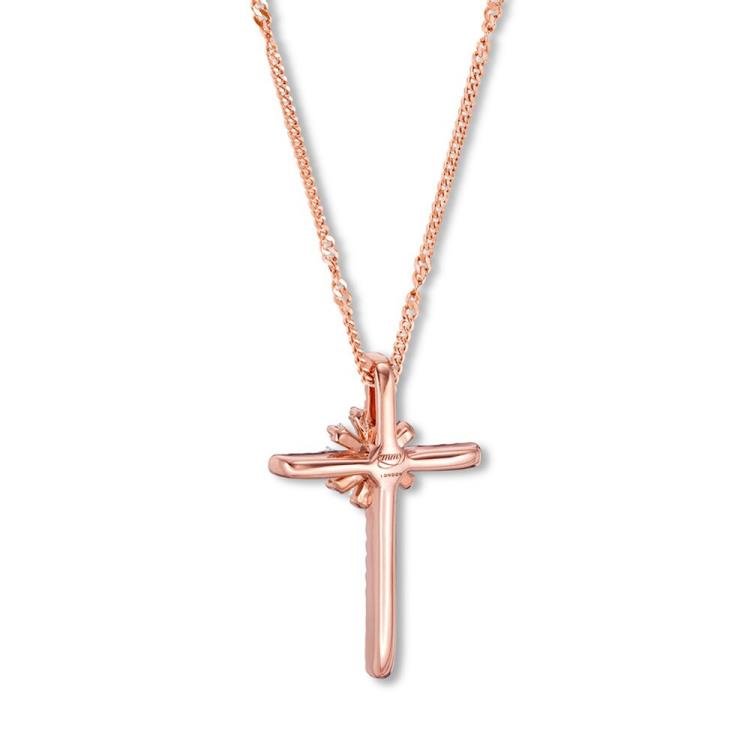 Emmy London Diamond Cross Necklace 1/5 ct tw 10K Rose Gold