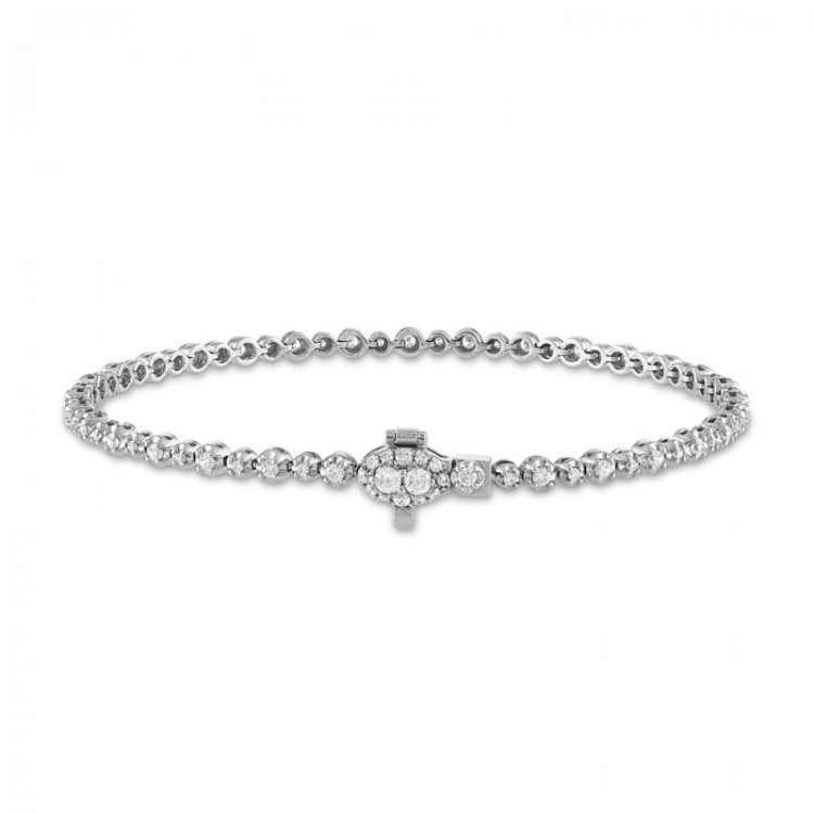 Forever Connected Diamond Bracelet 1 ct tw Round-Cut 10K White Gold 7.25