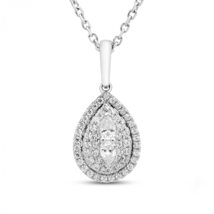 Forever Connected Diamond Necklace 1/5 ct tw Round/Pear Sterling Silver 18