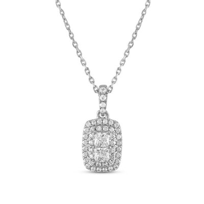 Forever Connected Diamond Necklace 1 ct tw Round/Princess 10K White Gold 18