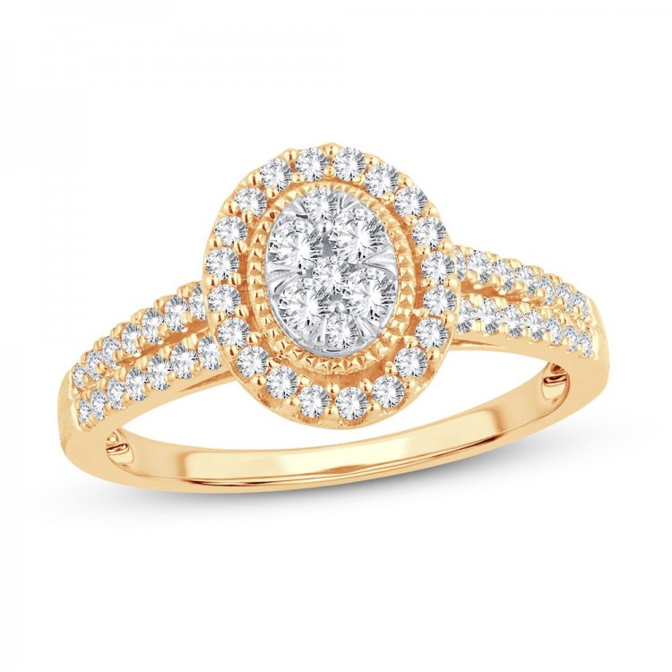 Multi-Diamond Engagement Ring 1/2 ct tw Round-cut 10K Yellow Gold