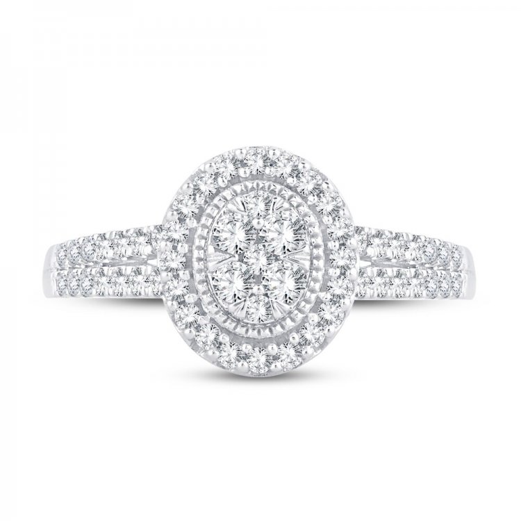 Multi-Diamond Engagement Ring 1/2 ct tw Round-cut 10K White Gold