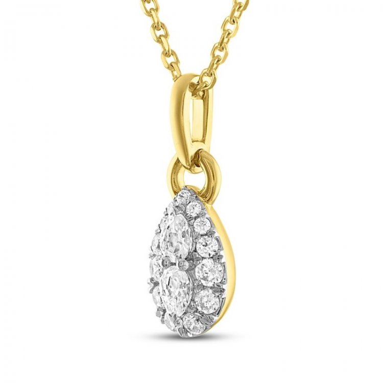 Forever Connected Diamond Necklace 1/3 ct tw Pear/Round-Cut 10K Yellow Gold 18