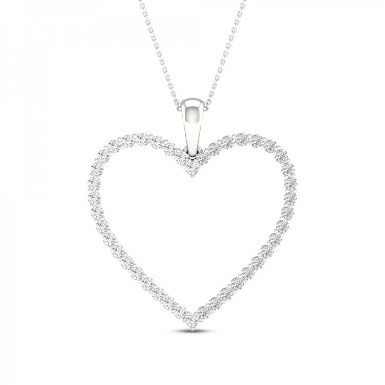 Diamond Heart Necklace 1/2 ct tw Round-cut 10K White Gold 18