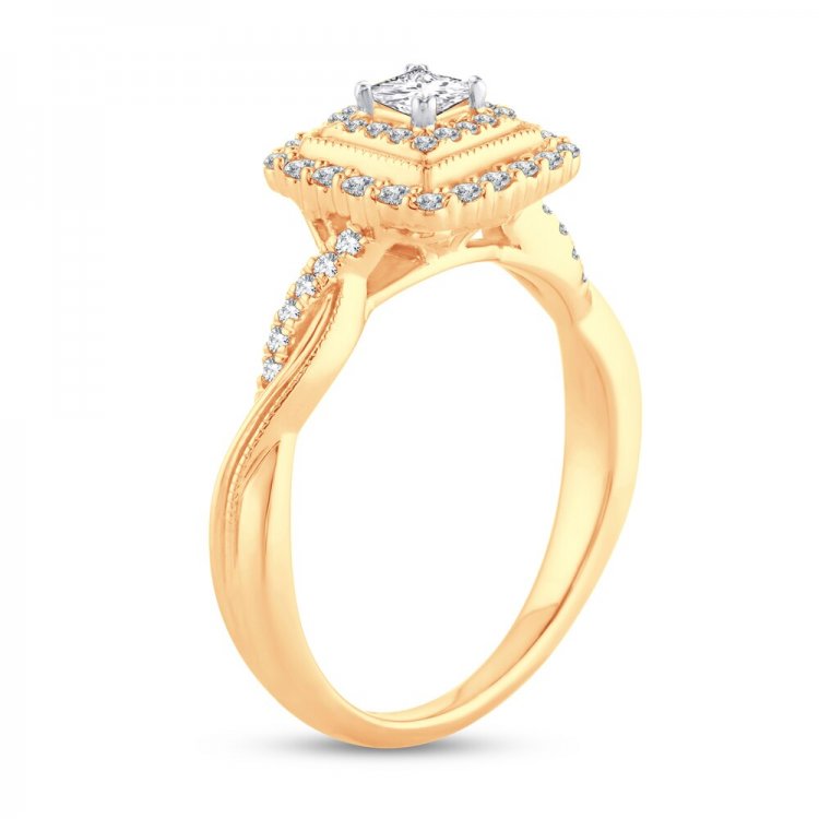 Diamond Engagement Ring 3/8 ct tw Princess/Round 14K Yellow Gold