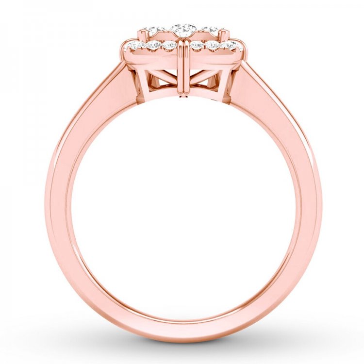 Diamond Engagement Ring 1/4 ct tw Round-cut 10K Rose Gold