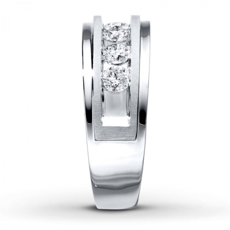 Mens Wedding Band 1 ct tw Diamonds 10K White Gold