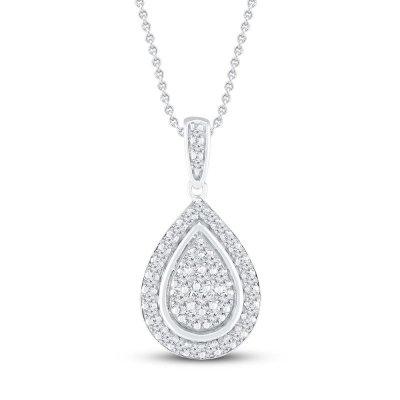 Teardrop Diamond Necklace 1/2 ct tw 10K White Gold 19