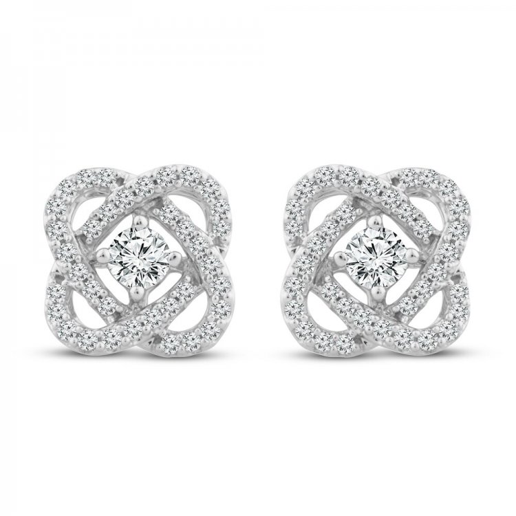 Center of Me Diamond Stud Earrings 1/2 ct tw 10K White Gold