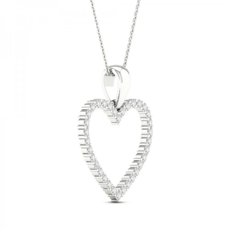 Diamond Heart Necklace 1/5 ct tw Round-Cut Sterling Silver 18