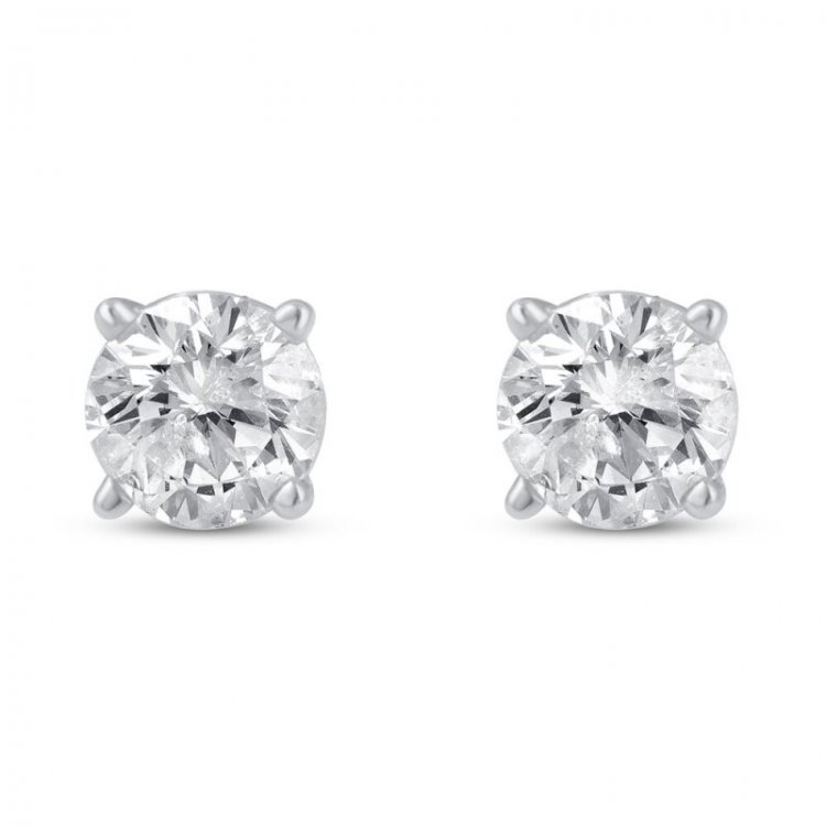 Diamond Solitaire Earrings 1/4 ct tw Sterling Silver