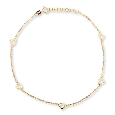 Heart Anklet 10K Yellow Gold