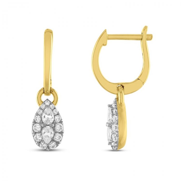 Forever Connected Diamond Dangle Earrings 3/8 ct tw Pear/Round-Cut 10K Yellow Gold