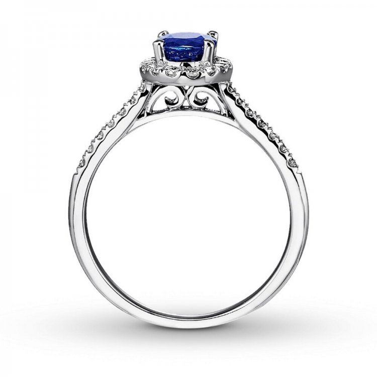 Sapphire Engagement Ring 1/4 ct tw Diamonds 14K White Gold