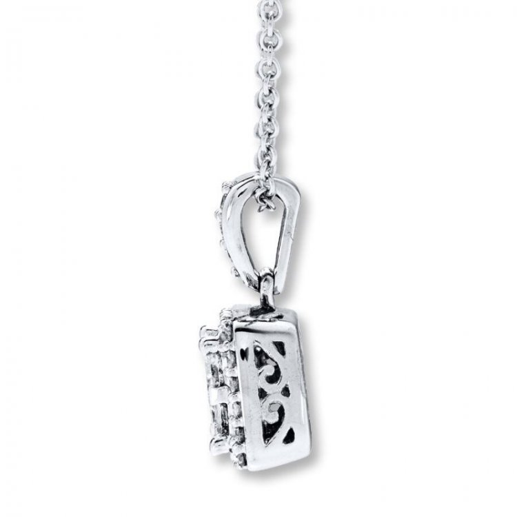 Diamond Necklace 1/2 ct tw Princess-cut/Round 14K White Gold