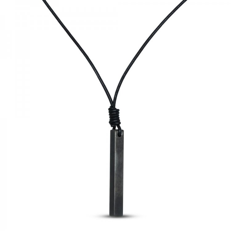 Mens Cord Necklace Black Ion Plating Stainless Steel 23