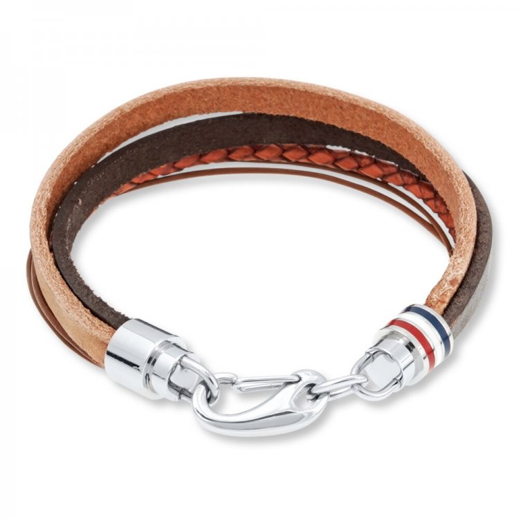 Men's Bracelet Stainless Steel  Multi-Colored Leather