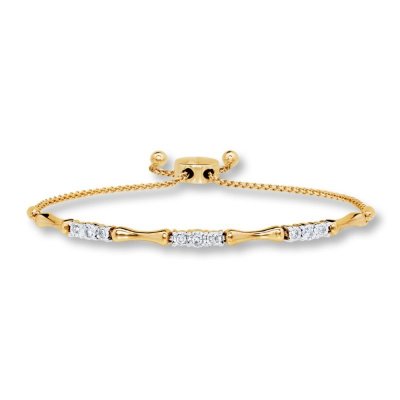 Diamond Bolo Bracelet 1/4 ct tw Round-cut 10K Yellow Gold