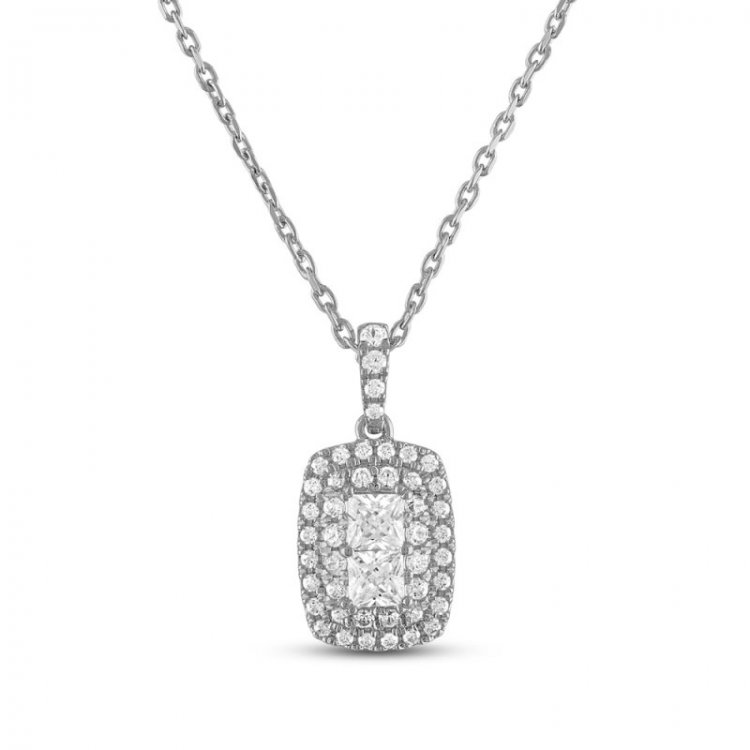 Forever Connected Diamond Necklace 1/4 ct tw Princess/Round-Cut 10K White Gold 18