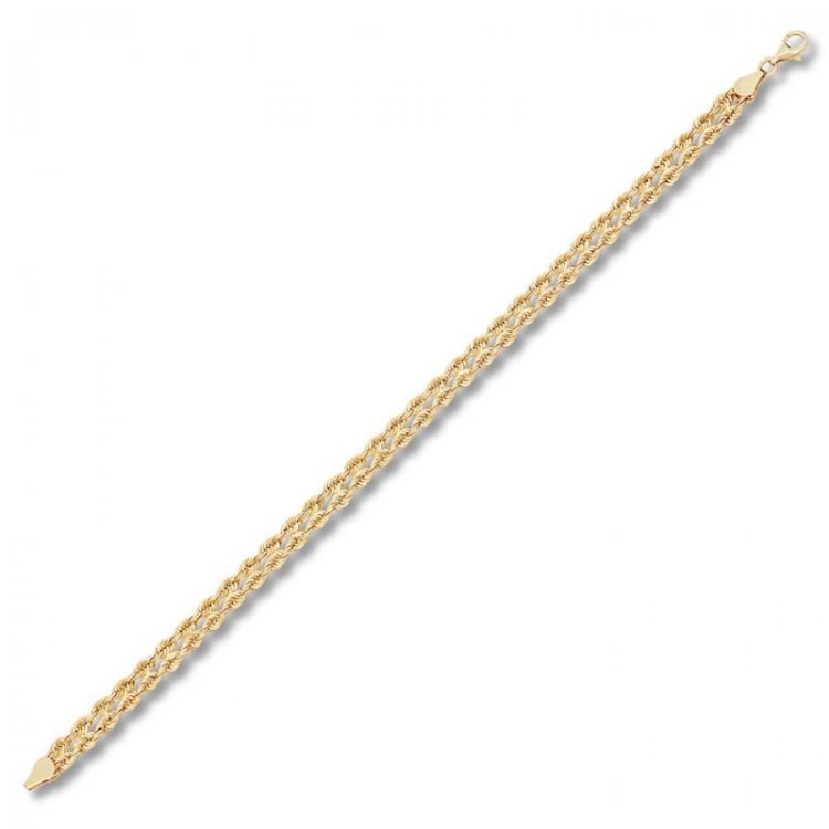 Double Rope Chain Bracelet 10K Yellow Gold 7.5