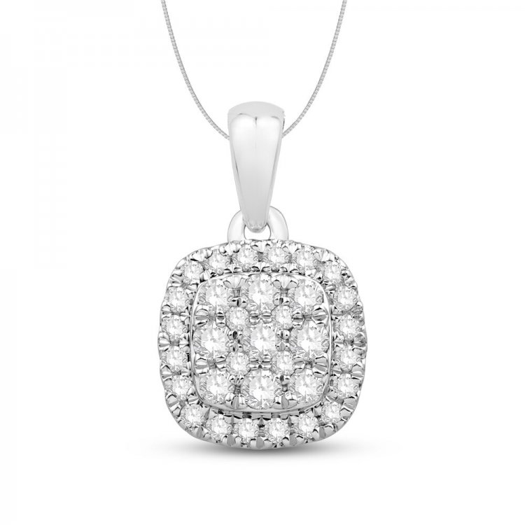 Diamond Necklace 1/4 ct tw Round-Cut 10K White Gold 18