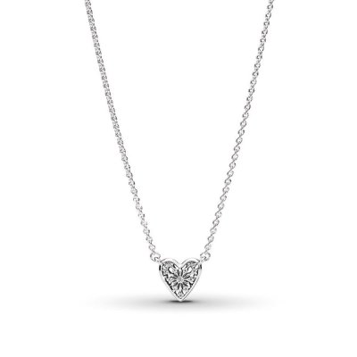 PANDORA 17.7" Necklace Heart of Winter Clear CZ Sterling Silver