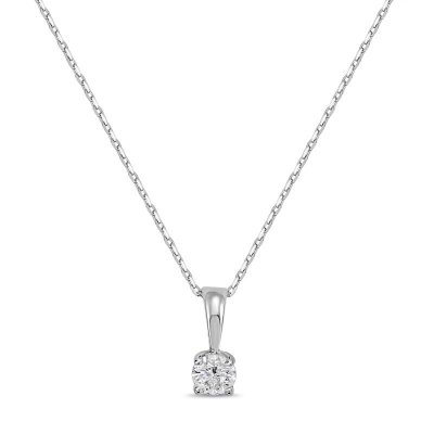 Solitaire Diamond Necklace 1/4 ct tw Round-cut 14K White Gold 18