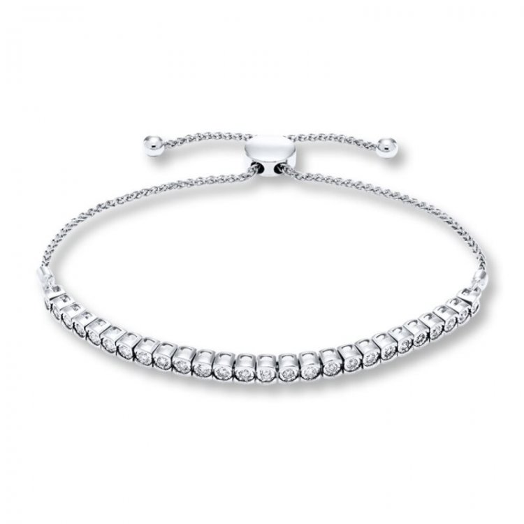 Diamond Bolo Bracelet 1/2 ct tw Round-cut Sterling Silver