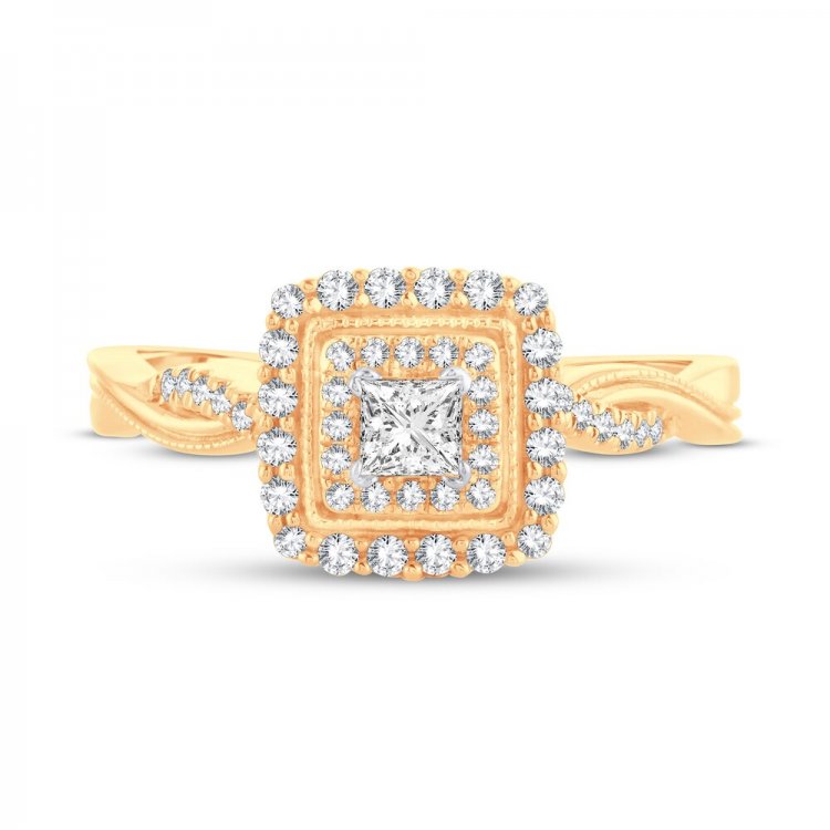 Diamond Engagement Ring 3/8 ct tw Princess/Round 14K Yellow Gold