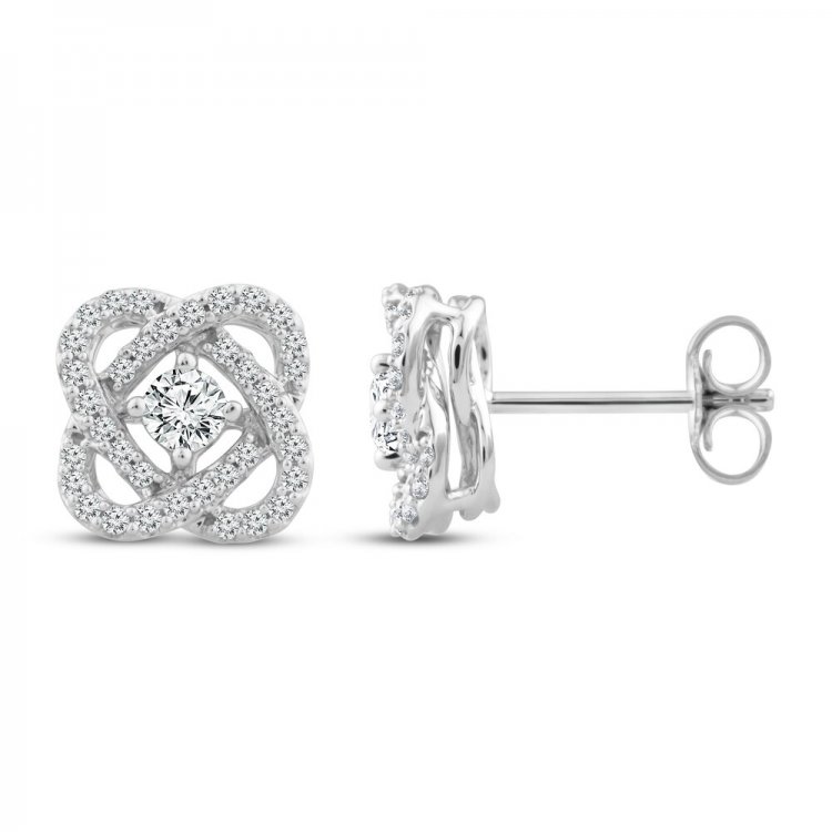 Center of Me Diamond Stud Earrings 1/2 ct tw 10K White Gold