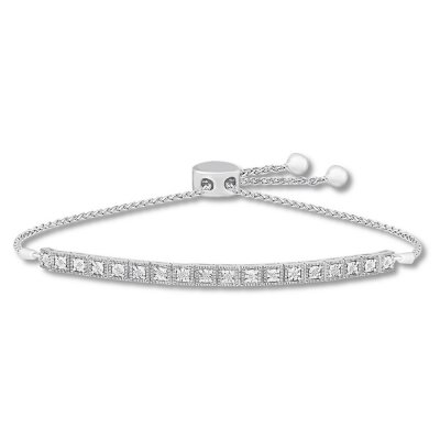 Diamond Bolo Bracelet 1/10 ct tw Round-cut Sterling Silver