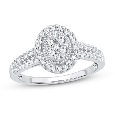 Multi-Diamond Engagement Ring 1/2 ct tw Round-cut 10K White Gold