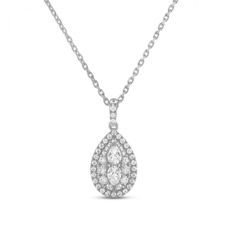 Forever Connected Diamond Necklace 1/2 ct tw Round/Pear 10K White Gold 18