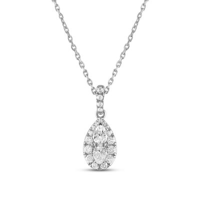 Forever Connected Diamond Necklace 1/4 ct tw Round/Pear 10K White Gold 18