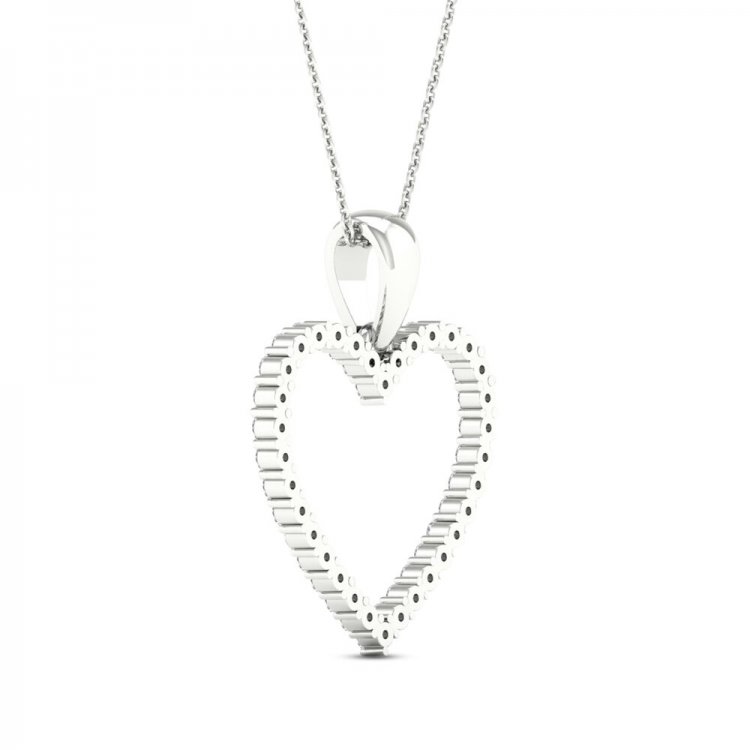 Diamond Heart Necklace 1/5 ct tw Round-Cut Sterling Silver 18