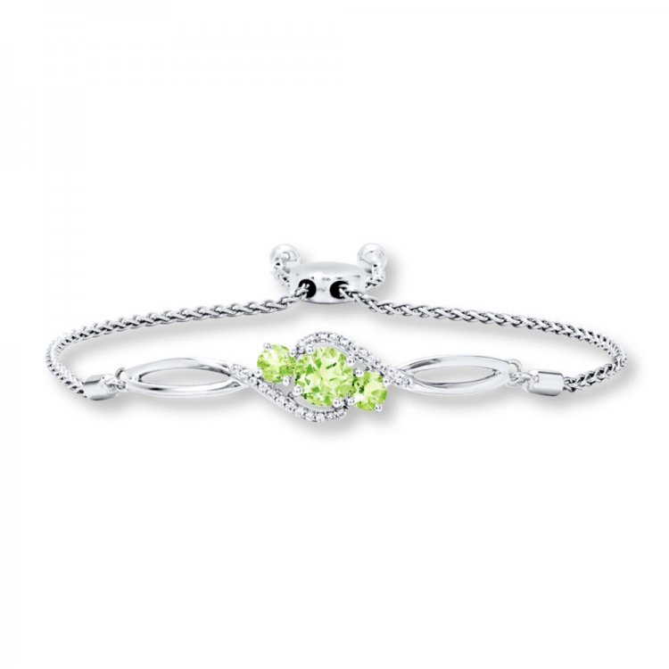 Peridot Bolo Bracelet Lab-Created Sapphires Sterling Silver