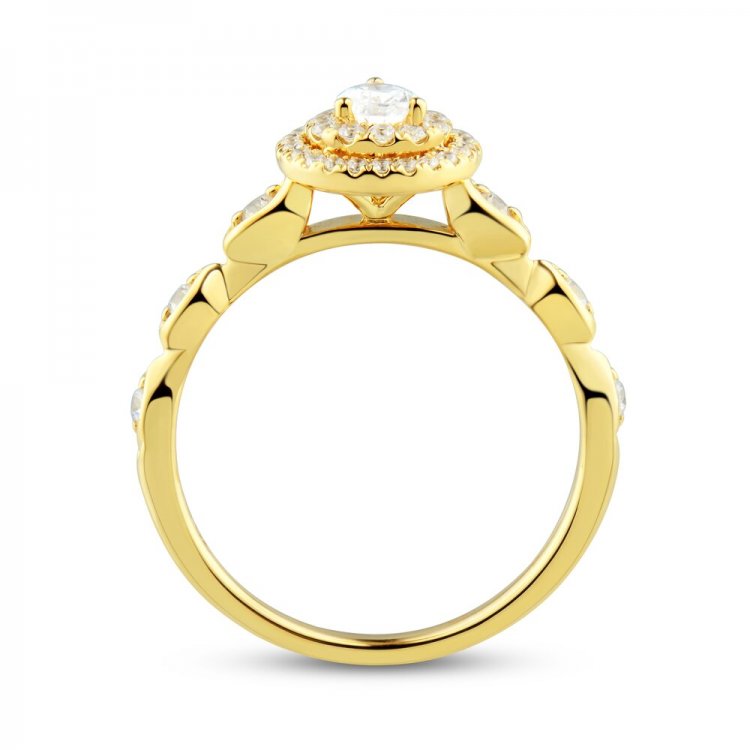 Diamond Engagement Ring 1/2 ct tw Pear/Round 14K Yellow Gold