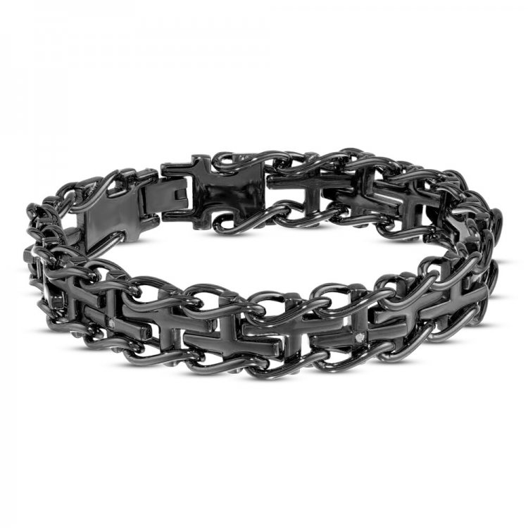 Men's Diamond Bracelet Stainless Steel 8.5